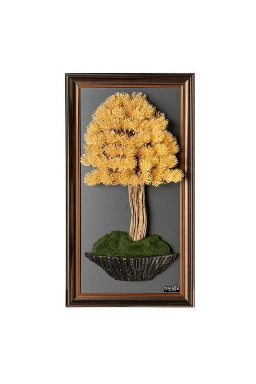 Bonsai Tablaeu -3-2A - Mdf Plaka Üzerinde Çerçeveli 3 Boyutlu Yapay Ağaç Tablosu 33X60 Cm