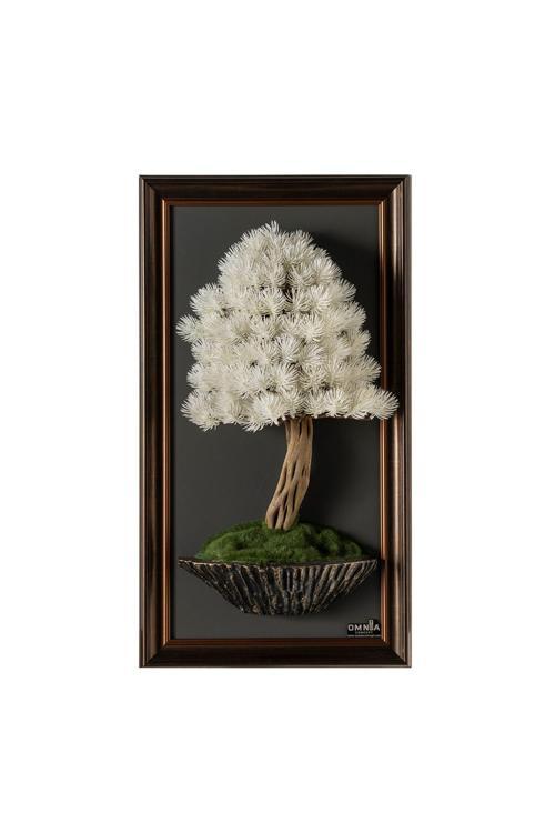 Bonsai Tablaeu -3-3A - Mdf Plaka Üzerinde Çerçeveli 3 Boyutlu Yapay Ağaç Tablosu 33X60 Cm