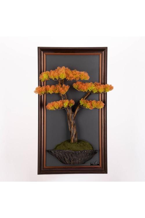 Bonsai Tablaeu -6-2C - Mdf Plaka Üzerinde Çerçeveli 3 Boyutlu Yapay Ağaç Tablosu 33X60 Cm