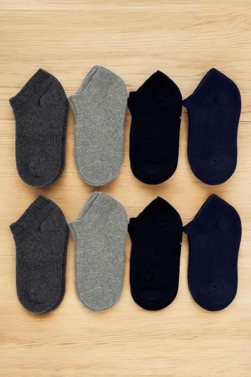 8 Çift Burun Dikişsiz Kışlık Kalın Havlu Çocuk Sneaker Çorap