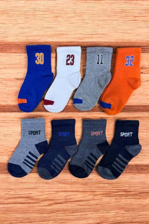 8 Çift Burun Dikişsiz Sport Desenli Çocuk Soket