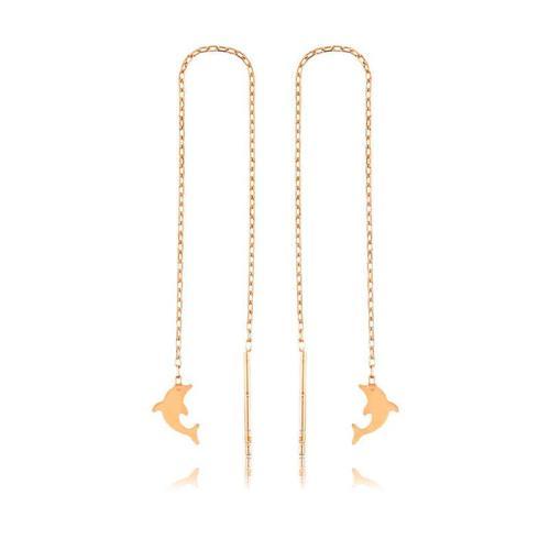 925 Ayar Gümüş Zincirli Yunus Balığı Küpe (BC-261EA1)