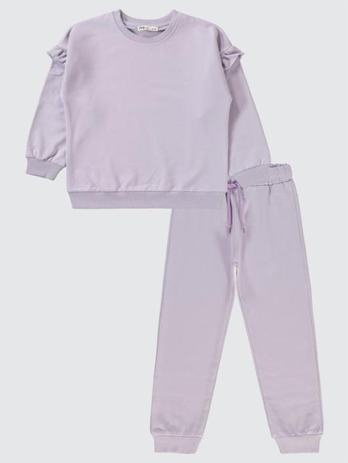 Kolu Fırfırlı 6-9 Yaş Eşofman Takımı - Lila 9-10 Yaş