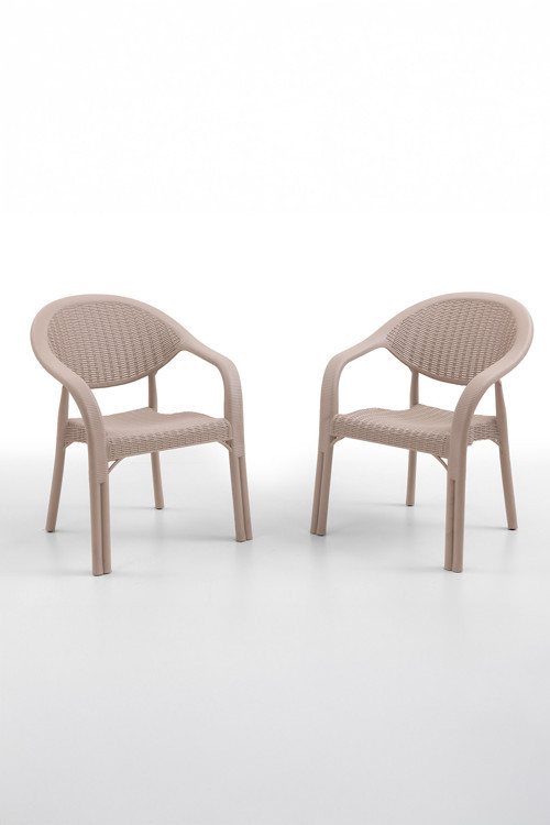 Bamboo 2'li Rattan Sandalye Cappuccino