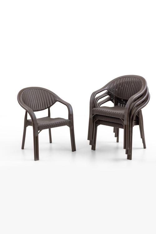Bamboo 4'Lü Rattan Sandalye Kahve