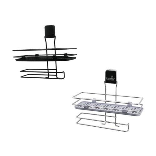 Metal Mix : Siyah - Krom Roza Raflı Kağıt Havluluk Yapışkanlı Montaj - Pls Raf