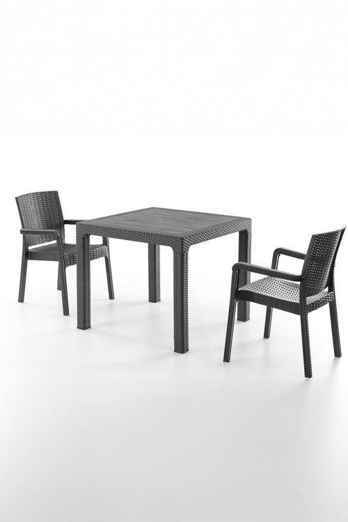 King 2 Kişilik Rattan Masa Sandalye Takımı Siyah