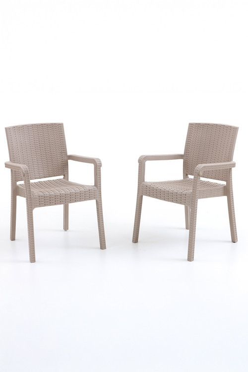 King 2'li Rattan Sandalye Cappuccino