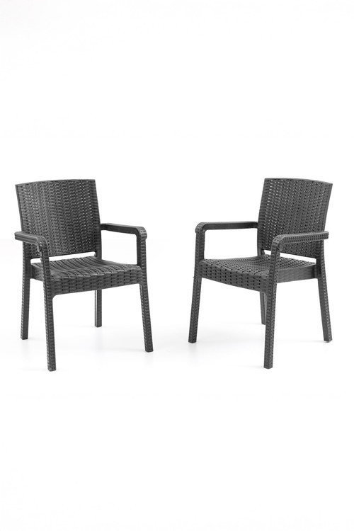 King 2'li Rattan Sandalye Siyah