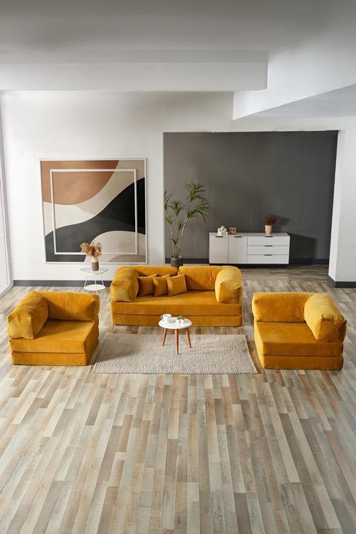 Legom Avanos Aktivite Koltuğu Yatak Olabilen Çok Amaçlı Kanepe Koltuk Takımı Hardal