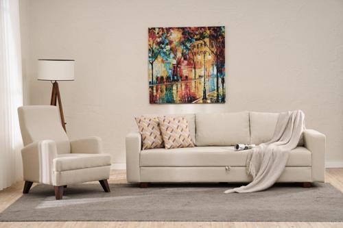 Aly Serisi Yataklı Sandıklı Koltuk Takımı Krem Arzilla