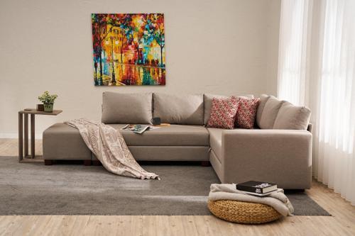 Aly Serisi Yataklı Sandıklı Köşe Koltuk Bej Sol