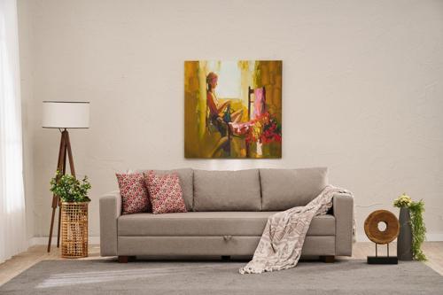 Aly Serisi Yataklı Sandıklı Üçlü Koltuk Bej