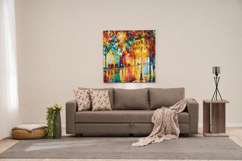 Aly Serisi Yataklı Sandıklı Üçlü Koltuk Kahve Arzilla