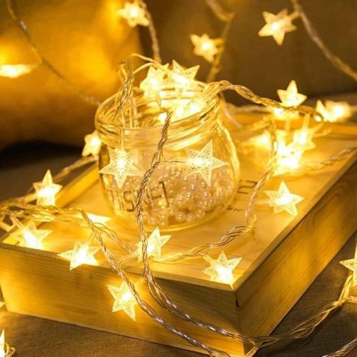 20 Adet Mini Yıldız Led 5 Metre Günışığı Rengi Dekoratif Led  