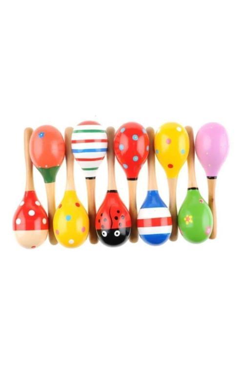 Ahşap Renkli Marakas Seti 10 Adet