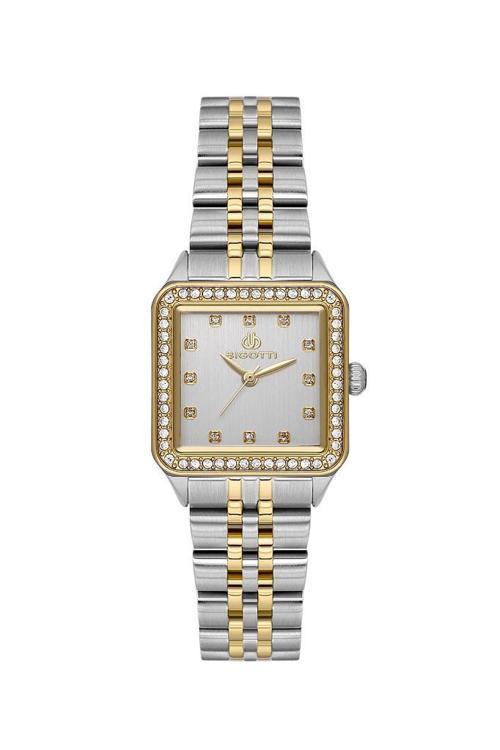 BG.1.10599-4 Kare Kadran Taşlı Tasarım 3 Atm Su Geçirmezlik Metalik-Altın Renk Kadın Kol Saati