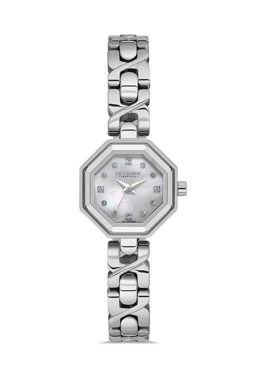 DK.1.AG1420.01 Taşlı Tasarım Çelik Kordon Çelik Kasa 5 ATM Suya Dayanıklı Metalik Renk Kadın Kol Saati