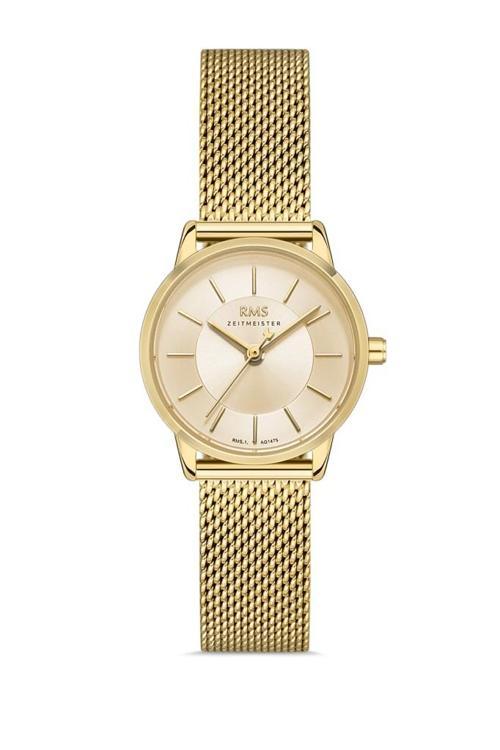 Rms Zeitmeister RMS.1.AG1475.03 Hasır Kordon Kristal Cam 5 ATM Suya Dayanıklı Altın Renk Kadın Kol Saati