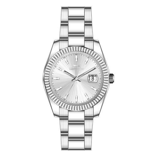 SL.09.2606.1.04 Çelik Kordon Çelik Kasa 10 ATM Suya Dayanıklı Metalik Renk Erkek Kol Saati