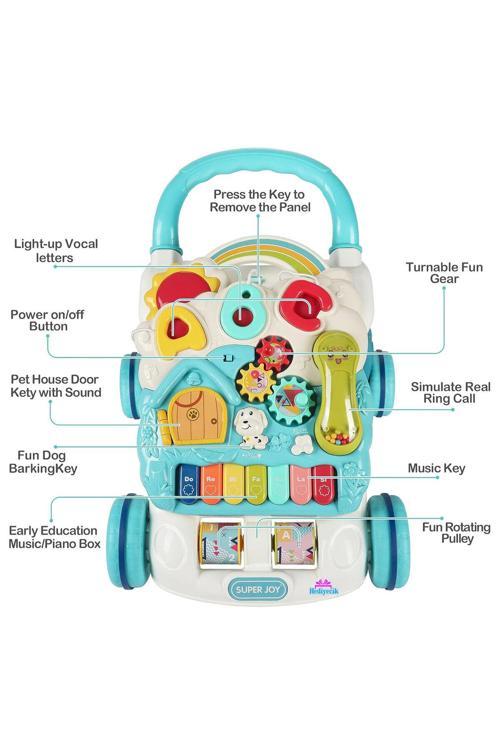 4'ü 1 Arada Bebek İlk Adım Arabası Fonksiyonlu Yürüteç,Aktivite Merkezi ,Yürüme Arkadaşı 43 Cm