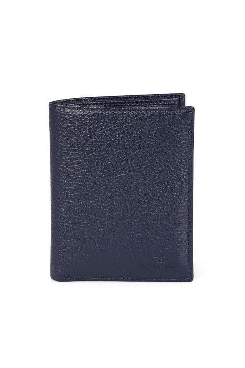 DKL1344-2 Geniş Hacimli Gerçek Deriden Üretilme Lacivert Erkek Cüzdan&Kartlık