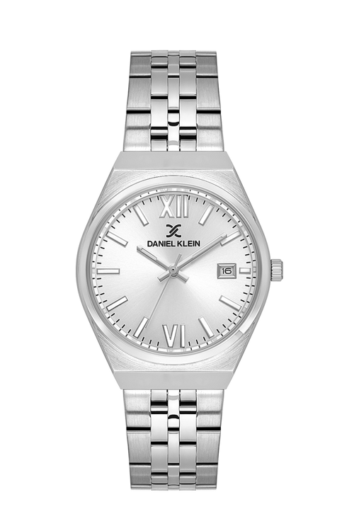 DKE.1.10785-1 Gri Kadran Çelik Kasa Gümüş Rengi Kordon 3 Atm Pilli Kadın Kol Saati