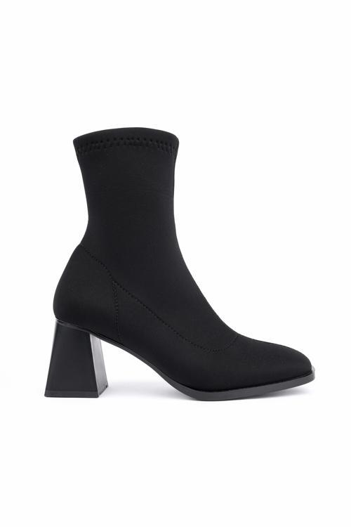 CRYON Küt Burun Kalın Topuklu Kadın Streç Bot