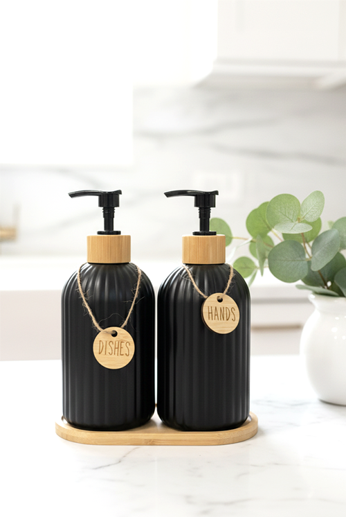 Sorano 2'li Standlı Çzigili Sıvı Sabunluk