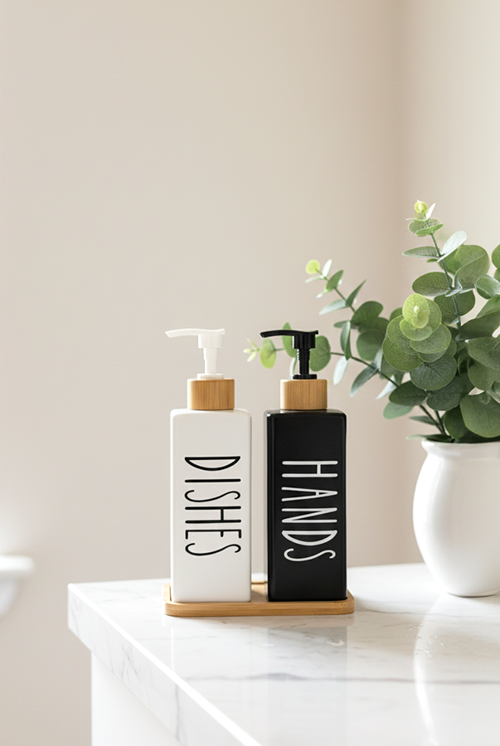 Sorano 2'li Standlı Kare Sıvı Sabunluk