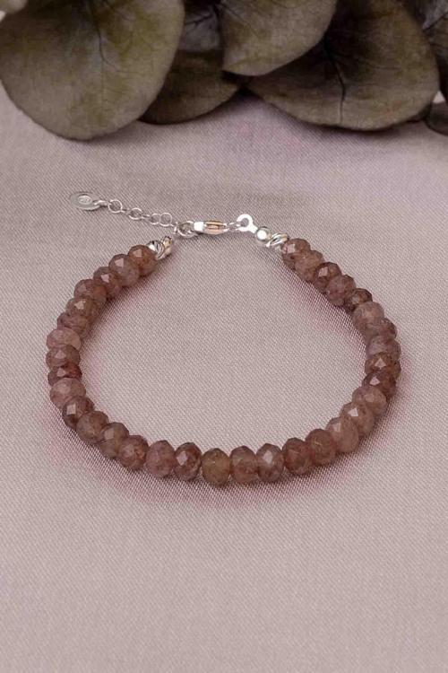 Çilek Kuvars Taşı Bileklik (925 Ayar Gümüş Aparatlı)