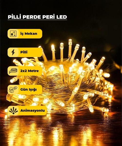 Pilli Perde Dekoratif Led 2m x 2m - Animasyonlu 