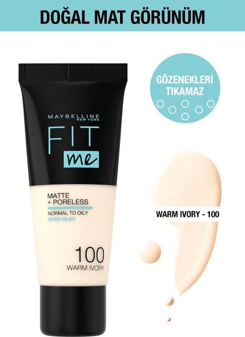 Fit Me Matte+Poreless Fondöten - 100 Warm Ivory