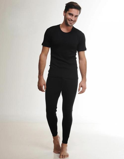 Erkek %61 Siyah Yün Kısa Kollu Fanila Atlet Ve Uzun Don İçlik Takım 4000/4001- 1 Set