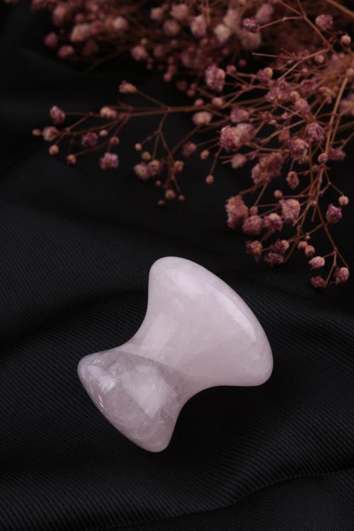 Mantar Kesim Gua Sha Pembe Kuvars Taşı - Vücut ve Yüz Cilt Masaj Taşı - MS0044