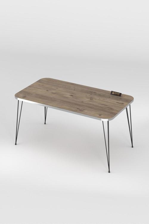 Orta Sehpa Kr Siyah Tel Ayak Gümüş Ceviz