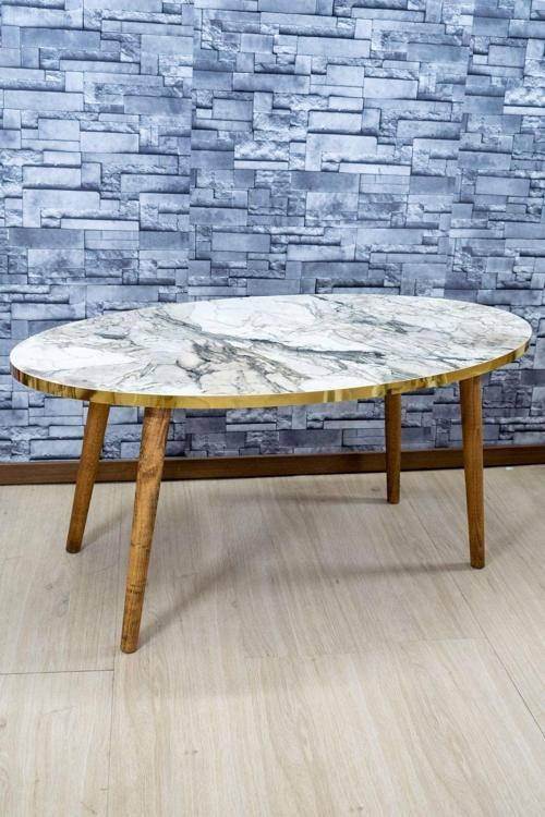 Orta Sehpa Ahşap Torna Ayak Elips Efes Altın