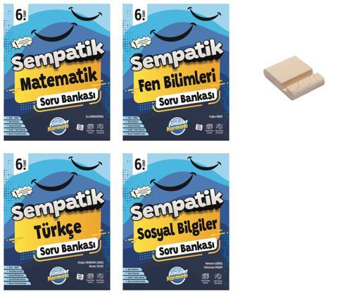 6. Sınıf Sempatik Matematik Fen Türkçe ve Sosyal Soru Bankası 4lü Set + Telefon Standı