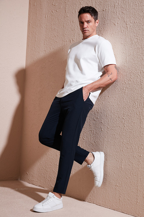 Streç Regular Fit Normal Bel Düz Paça Jogger Erkek Pantolon CF25617801 LACİVERT