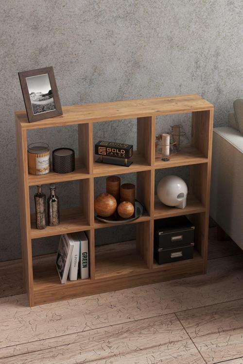 KİTAPLIK ÇOK AMAÇLI MUTFAK RAF DOLAP  9 BÖLMELİ ATLANTİK ÇAM