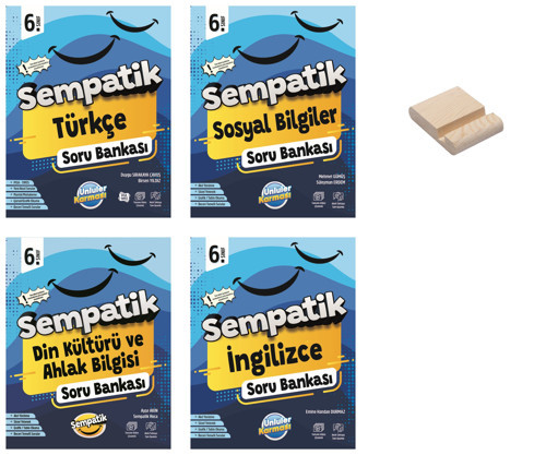 6. Sınıf Sempatik Türkçe Sosyal Din ve İngilizce Soru Bankası 4lü Set + Telefon Standı