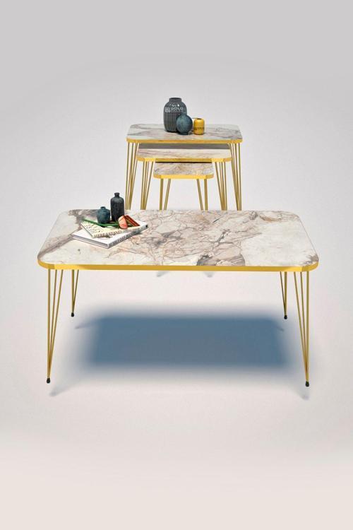 Zigon Sehpa Kr Ve Orta Sehpa Kr Set Gold Efes Tel 1106