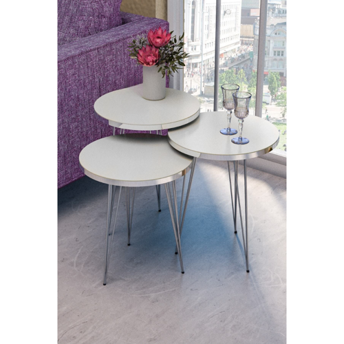 Zigon Sehpa Gümüş Beyaz Tel