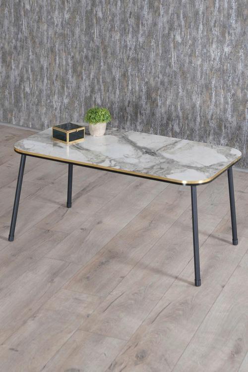 Orta Sehpa Kr Siyah Metal Ayak Çift Altın Bendir