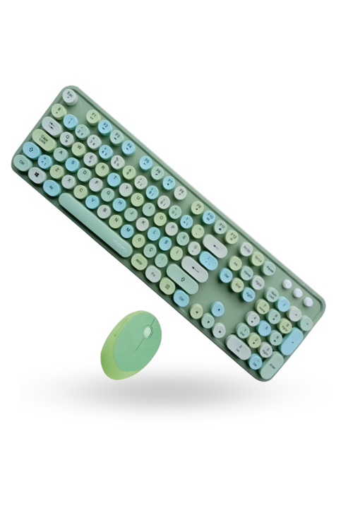 Büro Ev Ofis Bilgisayarı için Sevimli Yeşil Klavye Mouse Seti