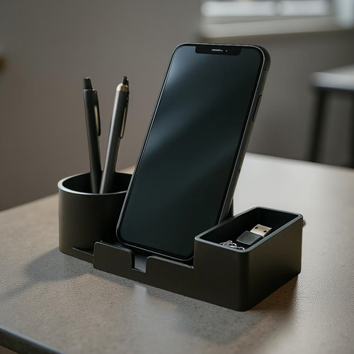 Masaüstü Telefon Standı ve Organizer – Siyah