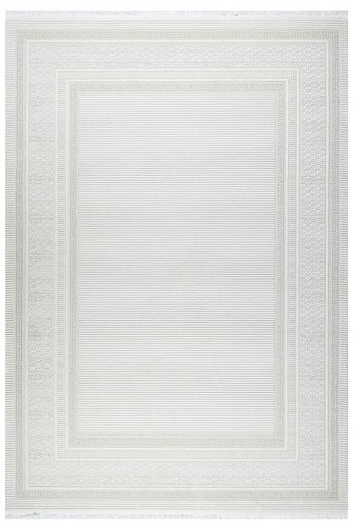 Meander Desenli Pamuk Tabanlı Salon - Oturma Odası Krem Renk Halı