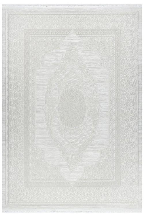 Osmanlı Medalyonlu Halı Desenli Pamuk Tabanlı Salon - Oturma Odası  Krem Renk Halı