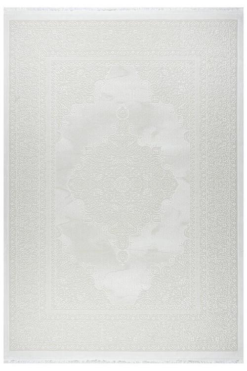 Klasik Medalyon İran Tarzı Pamuk Tabanlı Salon - Oturma Odası Krem Renk Halı