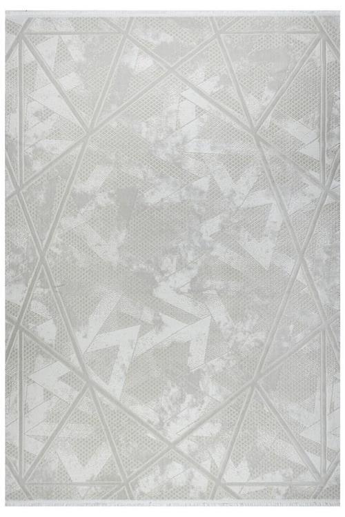 Geometrik Tasarımlı Pamuk Tabanlı Salon - Oturma Odası Krem Renk Halı